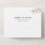 ボーホー アーチ フォト ワイルドフラワーズ & QR コード ウェディング オールインワン招待状 (裏面)