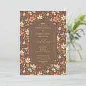 ボーホー アーチ フォール テラコッタ ブラウン ラスティー ワイルドフラワーズ 招待状 (スタンド正面)