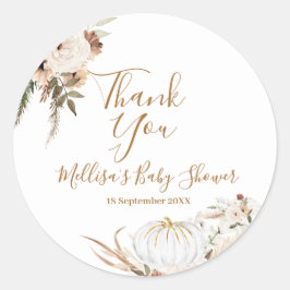 ボーホー アーチ ホワイト パンプキン サンクス スティッカー ラウンドシール