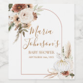 ボーホー アーチ ホワイト パンプキン フラワール ワイン ラベル (シングルラベル)