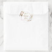 ボーホー アーチ ホワイト パンプキン フラワー あなたのメッセージはこちら ラウンドシール (バッグ)