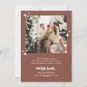 ボーホー アーチ メリークリスマス テラコッタ フォト シーズンカード (裏面)