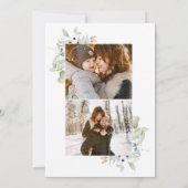 ボーホー ウィンター ウォーターカラー グリーンフォリアージ フォト シーズンカード (裏面)