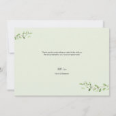 ボーホー ウォーターカラーの葉のリース 春のウェディング フォト サンキューカード (裏面)