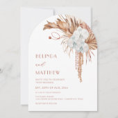 ボーホー ウォーターカラー アーチ フラワー 招待状 (正面)