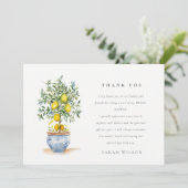 ボーホー ウォーターカラー イエロー レモン ツリー ブライダル シャワー サンキューカード (スタンド正面)