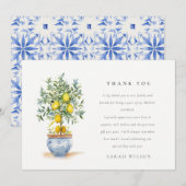ボーホー ウォーターカラー イエロー レモン ツリー ブライダル シャワー サンキューカード (正面/裏面)