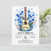 ボーホー　ウォーターカラー　ギター少年　誕生日 招待状 (スタンド正面)