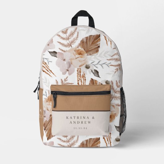 ボーホー ウォーターカラー フラワーブライド バックパック (正面)