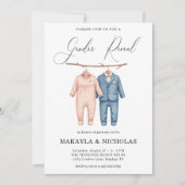 ボーホー ウォーターカラー ベビー服 性別発表 招待状 (正面)