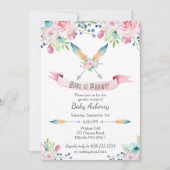 ボーホー ウォーターカラー 性別発表用 ボウまたはアロー 招待状 (正面)