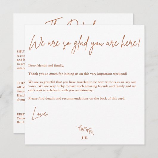 ボーホー ウォーム ウェディング ウェルカム カード (正面/裏面)