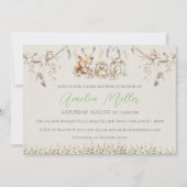 ボーホー ウッドランドクリッターズ ベイビーシャワー 招待状 (正面)