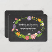 ボーホー ウッドランド リースの黒板ウェディング エンクロージャーカード (正面/裏面)