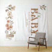 ボーホー ウッドランド 動物 ブラウン オー ベイビー シャワー フォト タペストリー (インサイチュ(横))