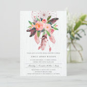 ボーホー ウッド ブラッシュ ドリーム キャッチャー フローラル ブライズ シャワー 招待状 (スタンド正面)