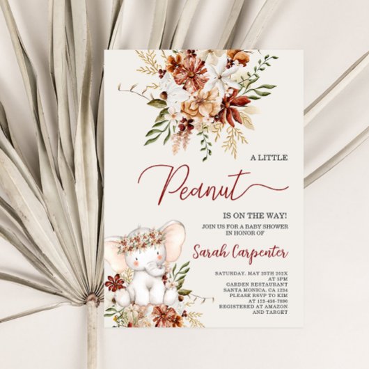 ボーホー エレファント ベイビー シャワー ガール 招待状