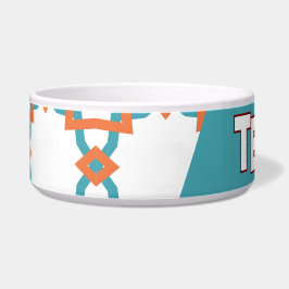 ボーホー オレンジとターコイズの幾何学模様 ボウル