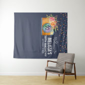 ボーホー オレンジ カメラ & フラワーズ 水彩画 誕生日 タペストリー (インサイチュ(横))