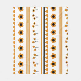 ボーホー オレンジ トロピカル フラワー ボタニカル サマー フリースブランケット