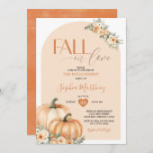 ボーホー オレンジ パンプキン 秋の恋に落ちるエンゲージメントパーティー 招待状 (正面/裏面)