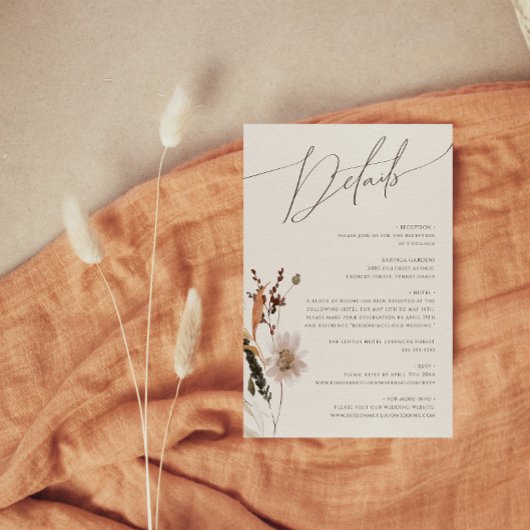 ボーホー オータム ワイルドフラワー | ベージュのディテール エンクロージャーカード