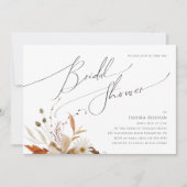 ボーホー オータム ワイルドフラワー | 横向きのプリンセスシャワー 招待状 (正面)