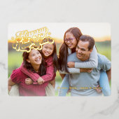 ボーホー カクタス サウスウエスト ハッピー ニューイヤー 1 フォト ゴールド 箔シーズンカード (正面)