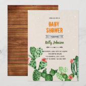 ボーホー カクタス シャワー 誕生日 招待状 (正面/裏面)