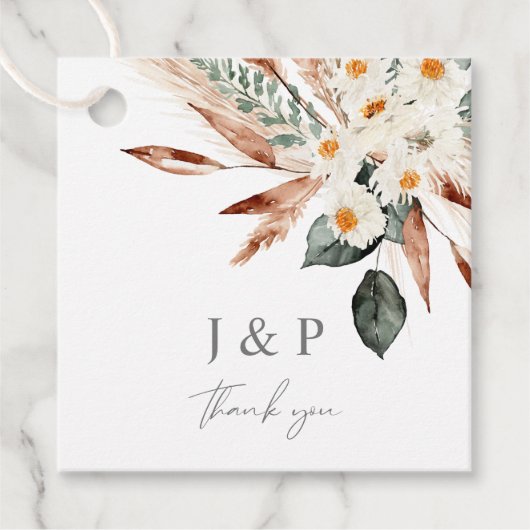 ボーホー カッパー パンパス グラス & ベージュ フラワーフェイバータグ フェイバータグ (正面)