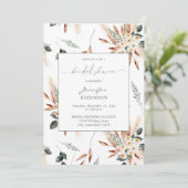 ボーホー カッパー パンパス & ベージュ フラワーブライダルシャワー 招待状 (スタンド正面)
