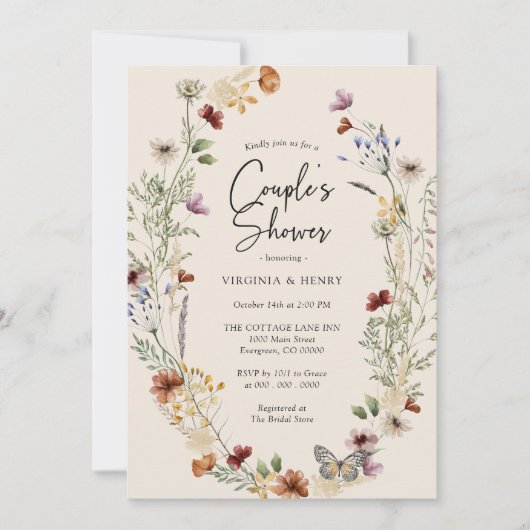 ボーホー カップルシャワー 招待状 (正面)