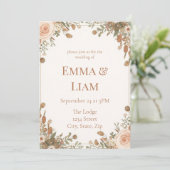 ボーホー ガーデン 水彩 花 イラスト ブラッシュ ローズ パンパス 招待状 (スタンド正面)