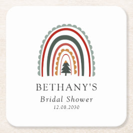 ボーホー クリスマス レインボー ブライダル シャワー スクエアペーパーコースター