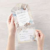 ボーホー・クリーム・ビーチ・ラスティック・ノー・ディナー オールインワン招待状 (貼ってはがせる)