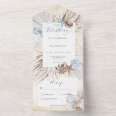 ボーホー・クリーム・ビーチ・ラスティック・ノー・ディナー オールインワン招待状 (内側)