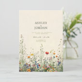 ボーホー・クリーム・ワイルドフラワー結婚式招待状 招待状 (スタンド正面)
