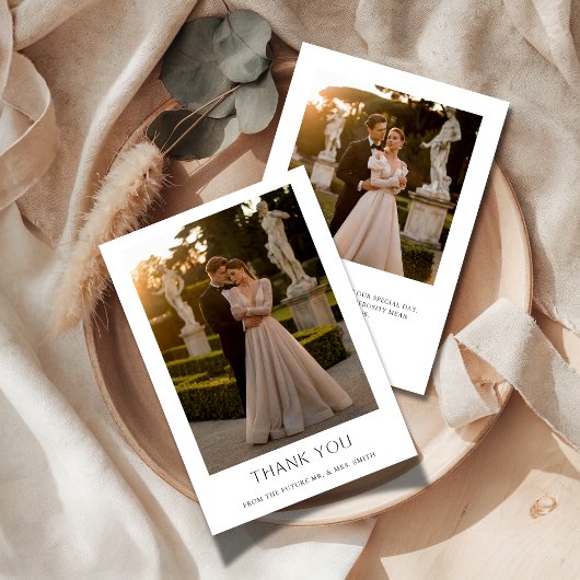 ボーホー クリーン タイポグラフィー 2 フォト カップル シャワー サンキューカード