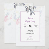 ボーホー クール ウォーターカラー ロイヤル パーティー 招待状 カード (正面/裏面)