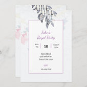 ボーホー クール 水彩 ロイヤル パーティー 招待状 カード (正面/裏面)