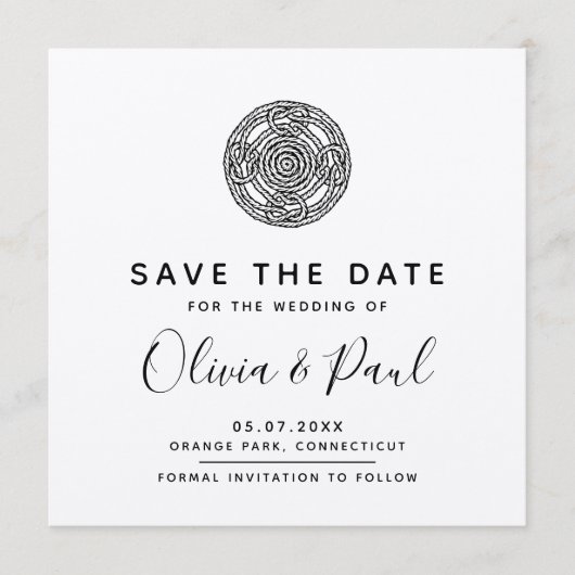 ボーホー ケルト スタイルの結婚式のSave the Dateカード 招待状 (正面)