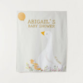 ボーホー ゴース ダック フラワーベビーシャワーウェルカム タペストリー (正面)