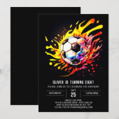ボーホー サッカー 子供のプリント 誕生日 招待状 (正面/裏面)