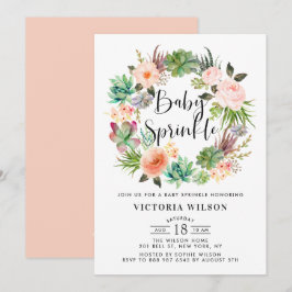 ボーホー サボテン 花のリース ベイビー スプリンクル 招待状