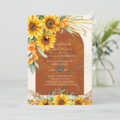 ボーホー サンキライ フラワー テラコッタ パンパス グラス ウェディング 招待状 (スタンド正面)