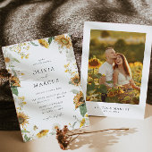 ボーホー サンシャイン ゴールデン レイズ フラワーズ エレガント ウェディング 招待状