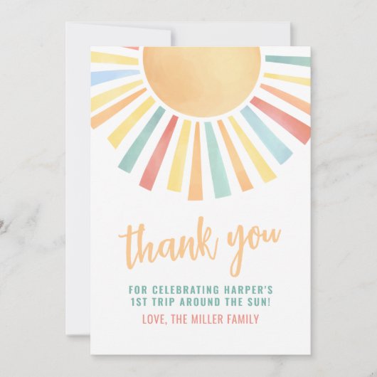 ボーホー サンシャイン サン ありがとうございます 招待状 (正面)