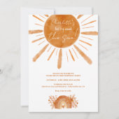 ボーホー サンシャイン レインボー オレンジ 1歳の誕生日 招待状 (正面)