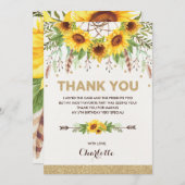 ボーホー サンフラワーズ バースデー 水彩 夢キャッチャー サンキューカード (正面/裏面)