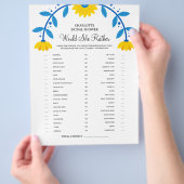 ボーホー サンフラワー ウッド シー ラザー ブライダル シャワー ゲーム チラシ (手)